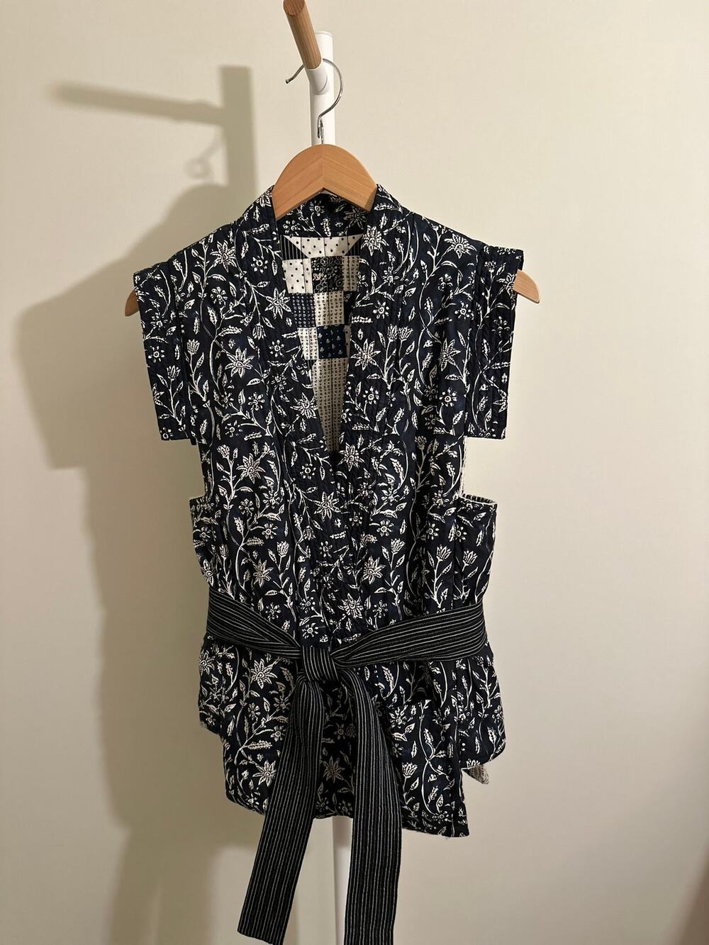 Ulla Johnson Reversible Quilted Vest — Indigo Patchwork, Size S